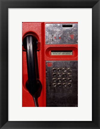 Framed Close-up of a pay phone Print