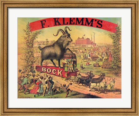 Framed F. Klems Bock Beer Print