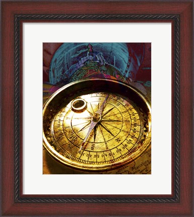 Framed Close-up of an antique compass Print