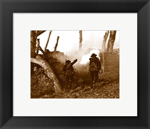 Framed Two American Soldiers Storming a Bunker Print