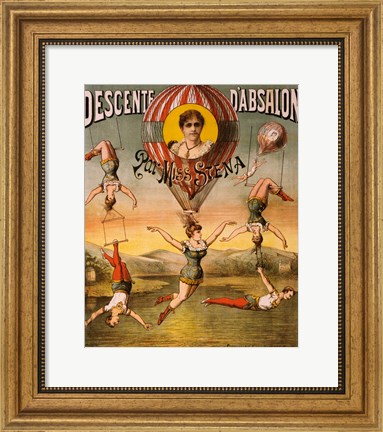 Framed Descente d&#39;Absalon par Miss Stena, Circus Poster, 1890 Print