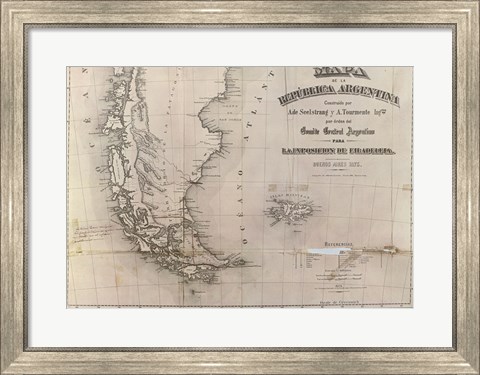 Framed Mapa de la Republica Argentina 1875 Print