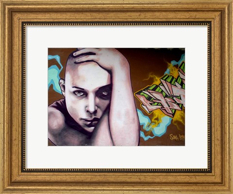 Framed Vitoria Graffiti - person Print