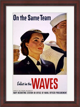 Framed On the Same Team Enlist in the Waves Print