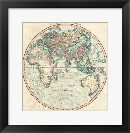 Framed 1801 Cary Map of the Eastern Hemisphere Print