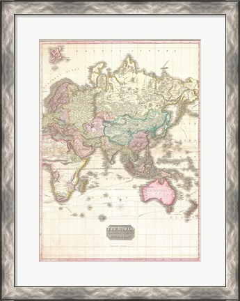 Framed 1818 Pinkerton Map of the Eastern Hemisphere Print