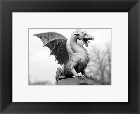 Framed Dragon Statue Print