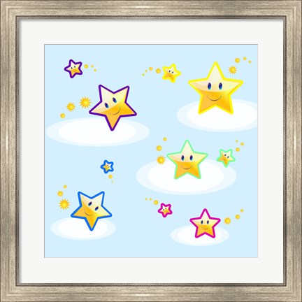 Framed Star Smiles on Clouds Print