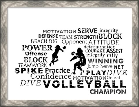 Framed Volleyball Text Print