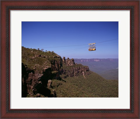 Framed Cable car approaching a cliff, Blue Mountains, Katoomba, New South Wales, Australia Print