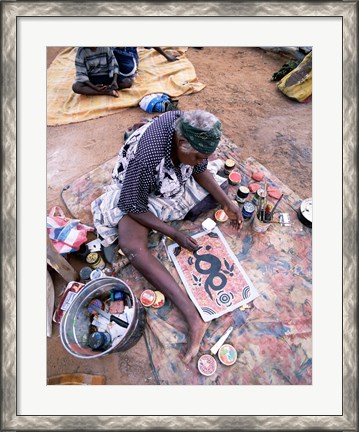 Framed Female artist painting, Alice Springs, Northern Territory, Australia Print