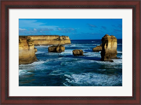 Framed High angle view of rocks in the sea, Twelve Apostles, Port Campbell National Park, Victoria, Australia Print
