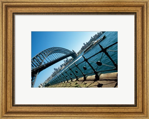 Framed Low angle view of a bridge at a harbor, Sydney Harbor Bridge, Sydney, New South Wales, Australia Print