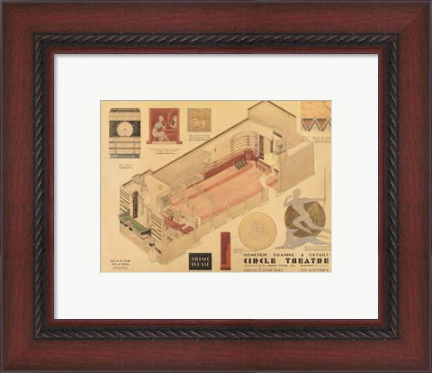 Framed Circle Theatre isometric drawing 1932 Print