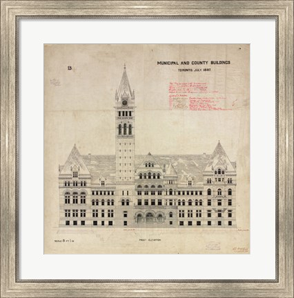 Framed Municipal and County Buildings Toronto July 1887 Print