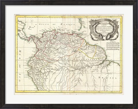 Framed 1771 Bonne Map of Tierra Firma Print