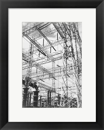 Framed Photograph Looking Up at Wires of the Boulder Dam Power Units, 1941 Print