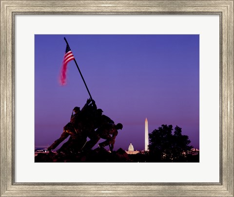 Framed Iwo Jima Memorial at dusk, Washington, D.C. Print