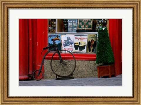 Framed Old bicycle in front of a store, Kilkenny, Ireland Print