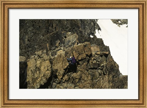 Framed High angle view of a person mountain climbing, Ansel Adams Wilderness, California, USA Print