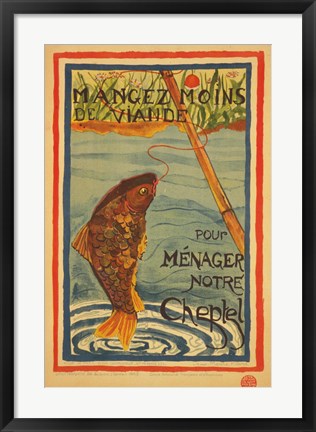 Framed Mangez moins de viande pour menager notre cheptel Print