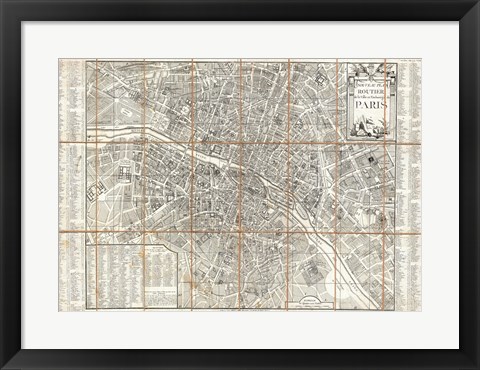 Framed 1780 Esnauts and Rapilly Case Map of Paris Print