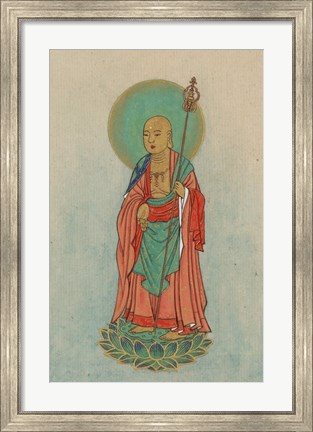 Framed Buddha Standing on a Lotus Print