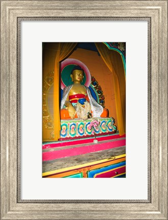 Framed Statue of Buddha in a temple, Paugha, Annapurna Range, Nepal Print