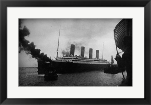 Framed Titanic Leaving Harbor Print