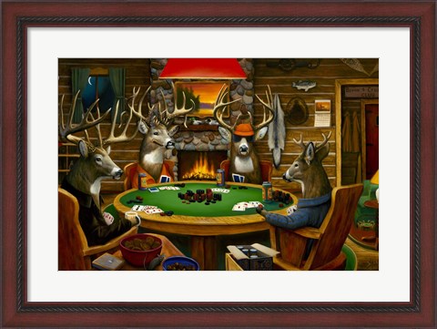 Framed Deer Camp Print