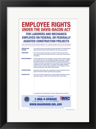 Framed Employee Rights Under the Davis-Bacon Act Print