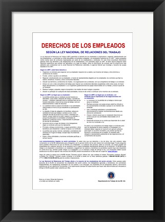 Framed Employee Rights Spanish Version Print