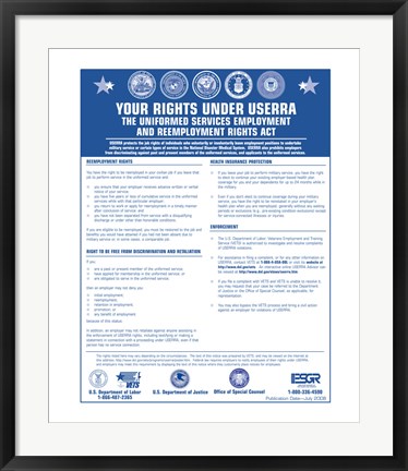 Framed USERRA Uniformed Services Employment and Reemployment Rights Act Print