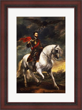 Framed Portrait of Charles V, Holy Roman Emperor, on Horseback Print