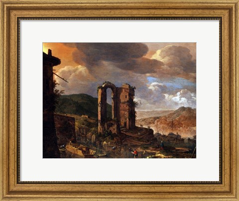 Framed Landscape with Roman Ruin Print