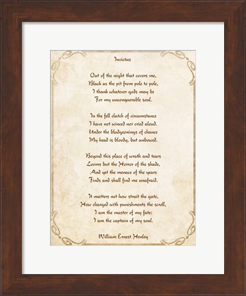 Framed Invictus Poem Print