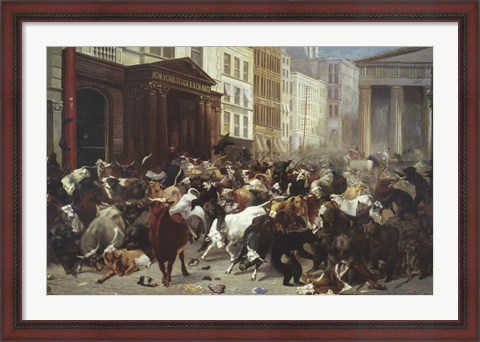 Framed Wall Street: Bulls &amp; Bears Print