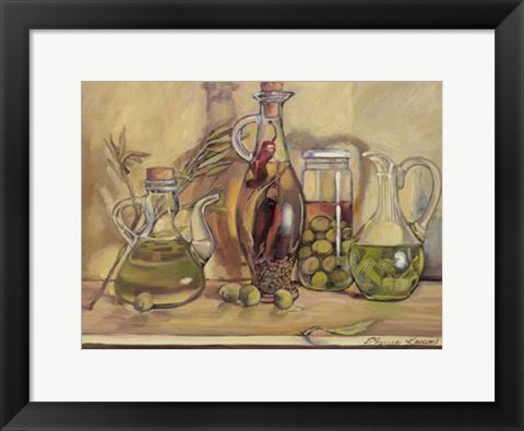 Framed Olive Oil Bottles Print