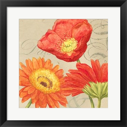 Framed Daisies &amp; Tulips I Print