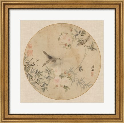 Framed Oriental Bird Silk II Print