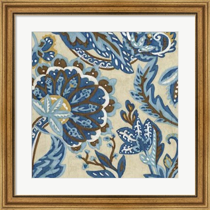 Framed Indigo Tapestry I Print