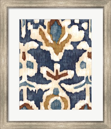 Framed Ocean Ikat I Print