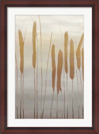Framed Reeds and Leaves I Print