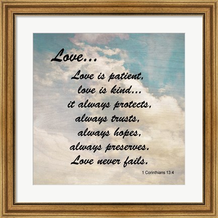 Framed Love 1 Corinthians 13:4 Against the Sky Print