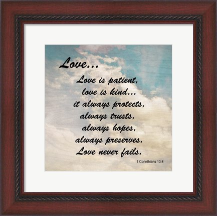 Framed Love 1 Corinthians 13:4 Against the Sky Print