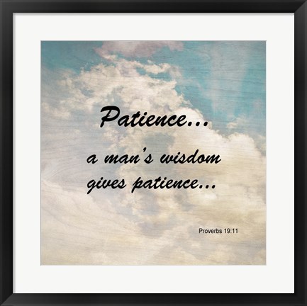 Framed Patience Proverbs 19:11 Against the Sky Print