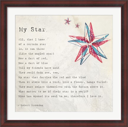 Framed My Star by Robert Browning - square Print