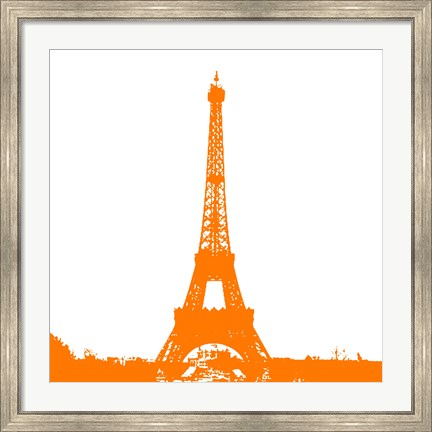 Framed Orange Eiffel Tower Print