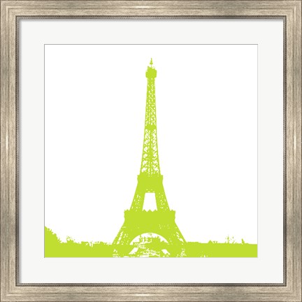 Framed Lime Eiffel Tower Print