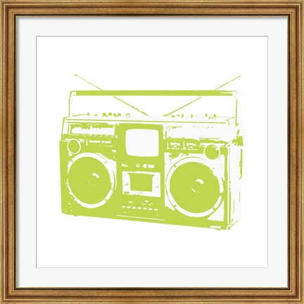 Framed Lime Boom Box Print